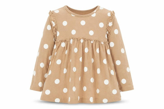 George Girls Brown Polka Dot Cotton Shift  Size 2-3 Years  Round Neck