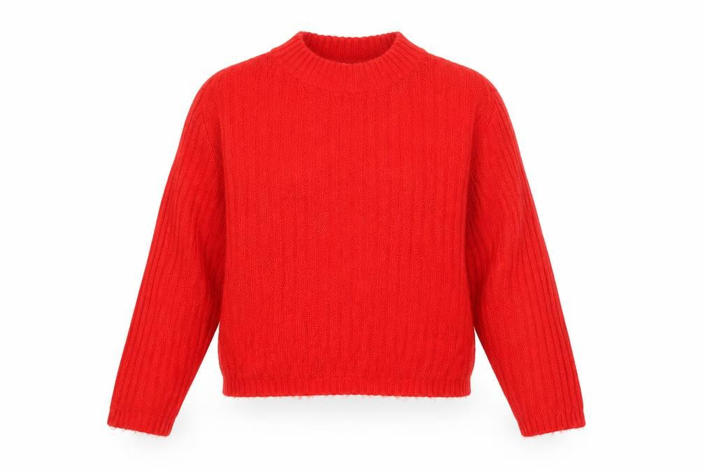 Divided Womens Red Mock Neck  Acrylic Pullover Jumper Size L