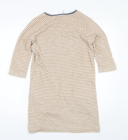 Preloved NEXT Womens Brown Striped Cotton Shift  Size 6  Round Neck - Back