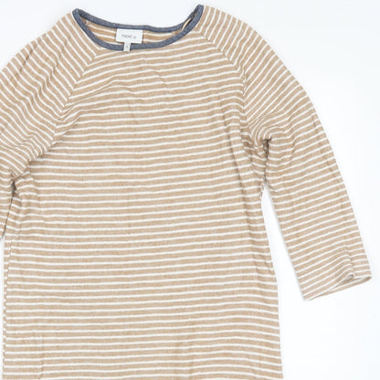 Preloved NEXT Womens Brown Striped Cotton Shift  Size 6  Round Neck - Detail