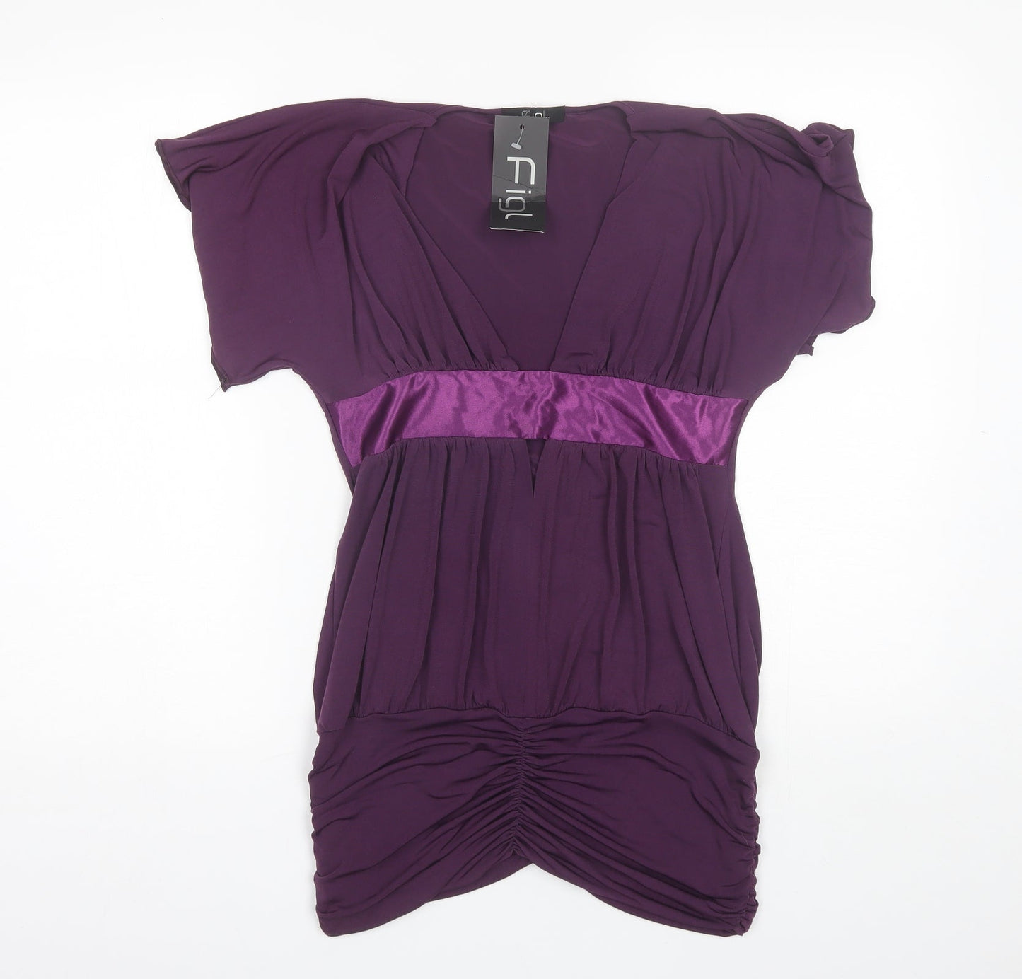 Figl Womens Purple  Polyester Basic Blouse Size 10 V-Neck