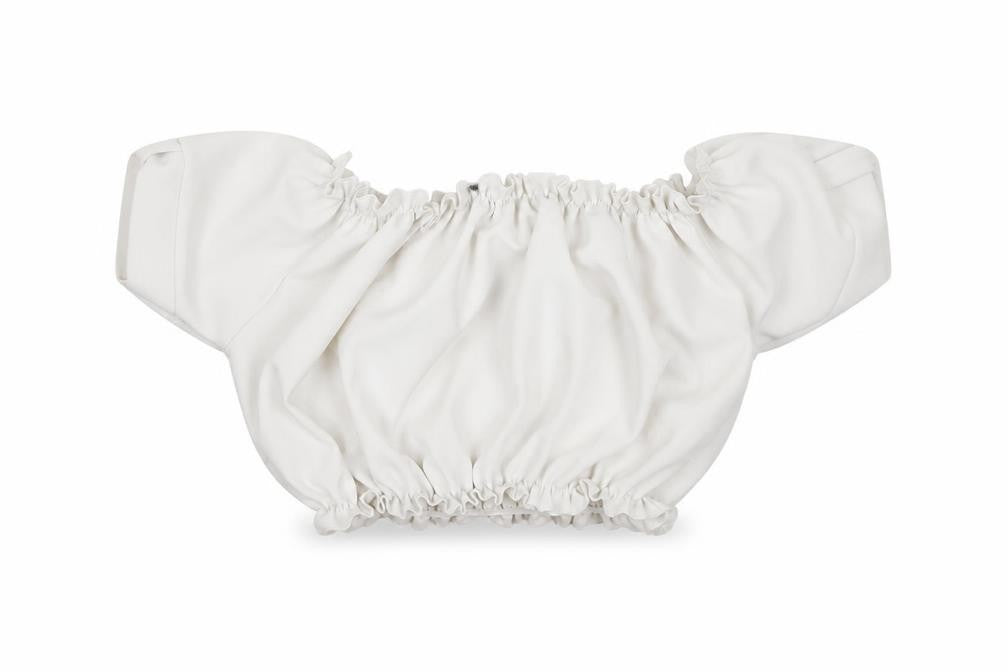 Stylewise Womens White  Polyester Cropped Blouse Size 6 Off the Shoulder