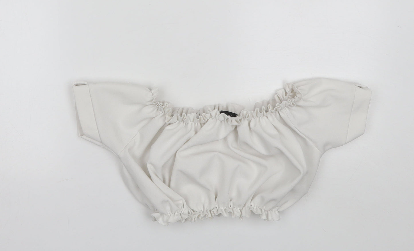 Stylewise Womens White  Polyester Cropped Blouse Size 6 Off the Shoulder