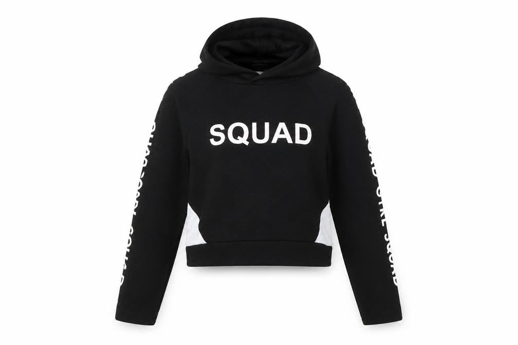 YD Girls Black  Polyester Pullover Hoodie Size 10-11 Years   - girl squad