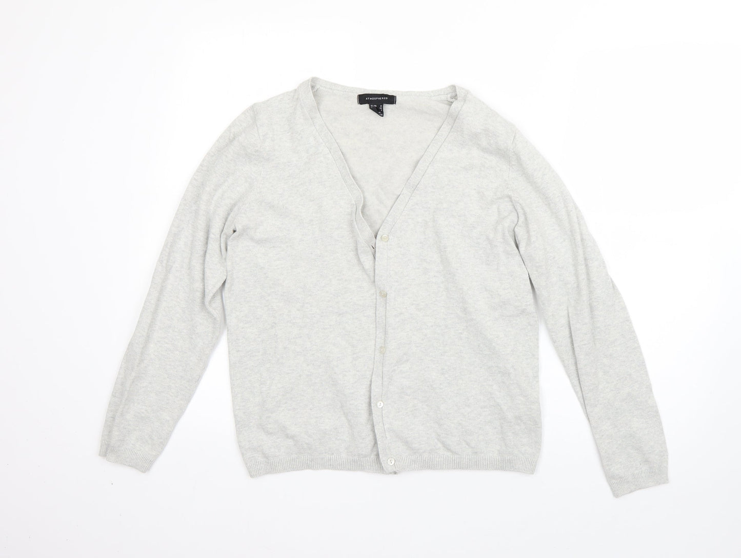 Atmosphere Womens Grey V-Neck  Cotton Cardigan Jumper Size 12