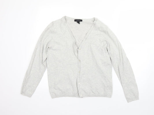 Atmosphere Womens Grey V-Neck  Cotton Cardigan Jumper Size 12