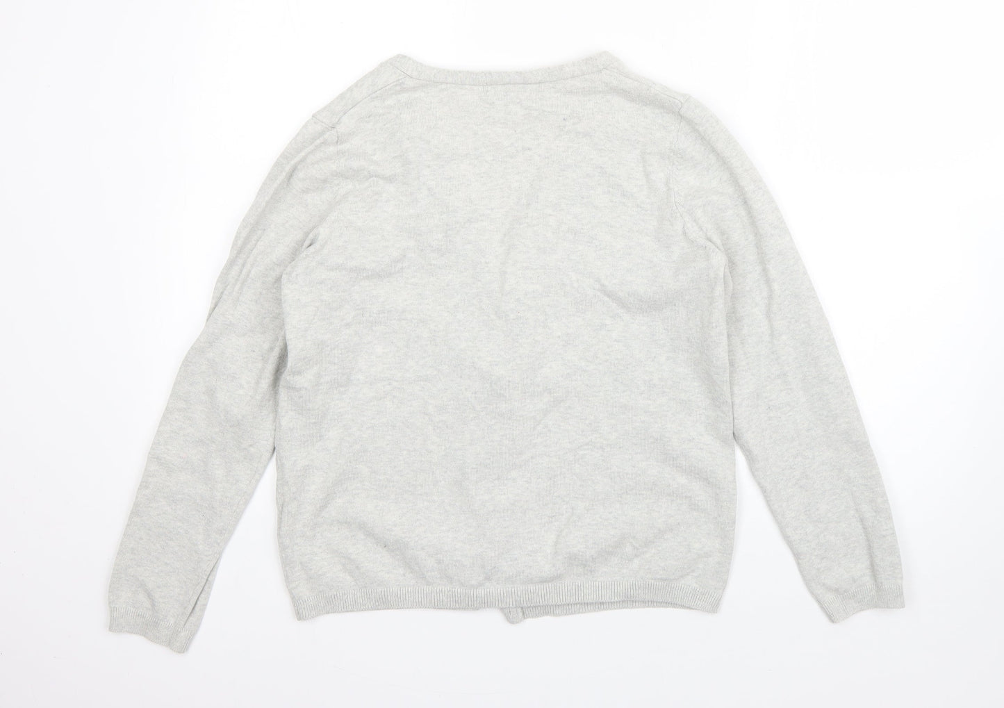 Atmosphere Womens Grey V-Neck  Cotton Cardigan Jumper Size 12