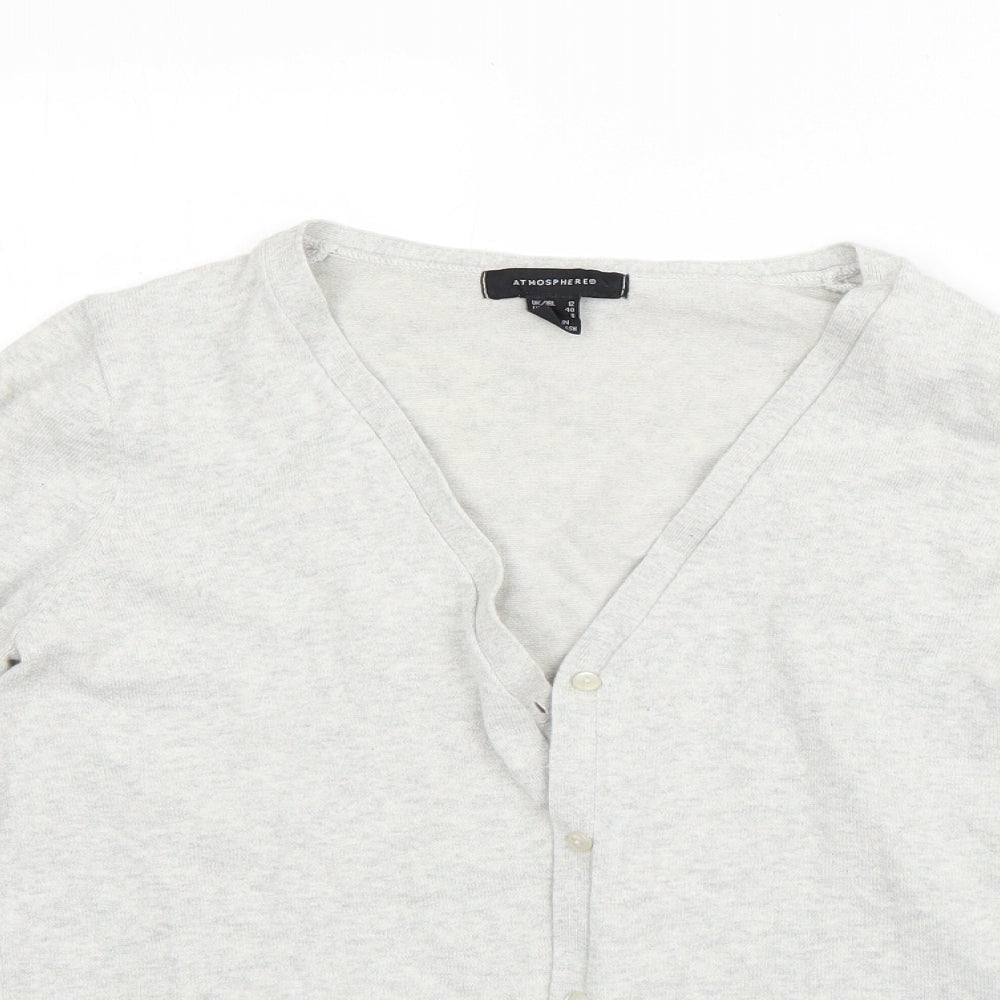 Atmosphere Womens Grey V-Neck  Cotton Cardigan Jumper Size 12