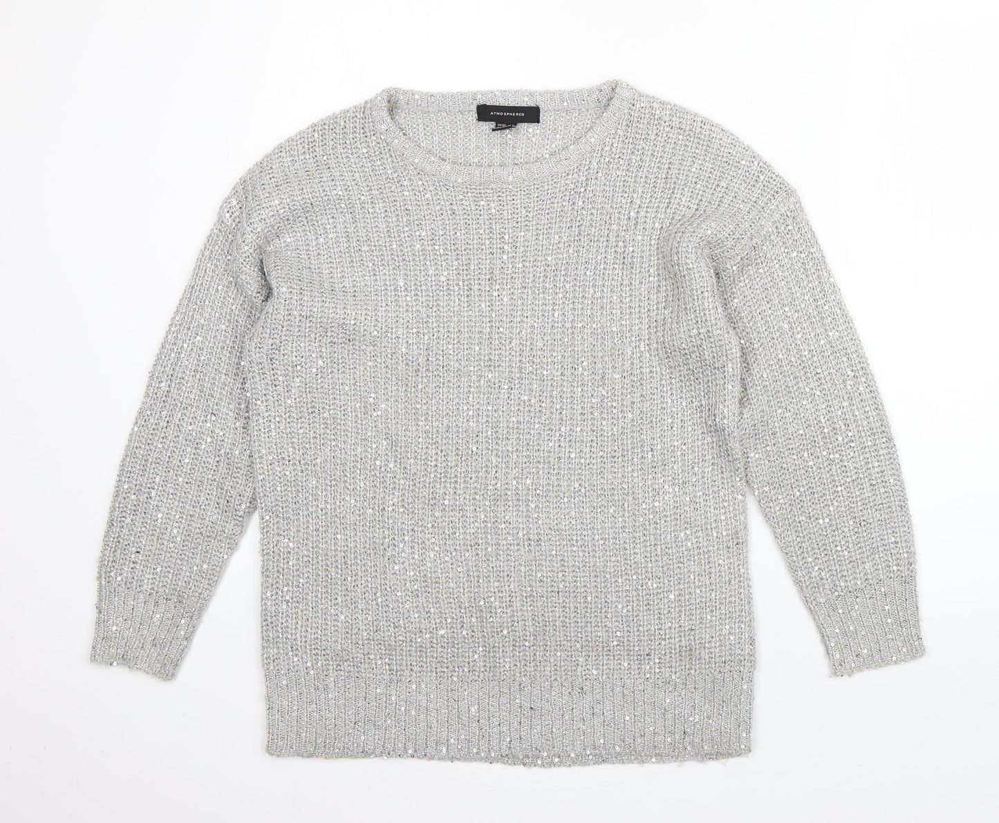 Atmosphere Womens Grey Round Neck  Acrylic Pullover Jumper Size 10