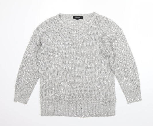 Atmosphere Womens Grey Round Neck  Acrylic Pullover Jumper Size 10
