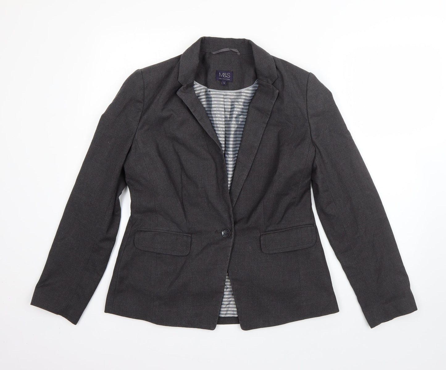 M&S Womens Grey   Jacket Blazer Size 12  Button