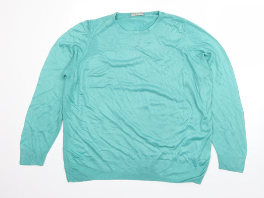 m&s Womens Green Round Neck  Acrylic Pullover Jumper Size 20