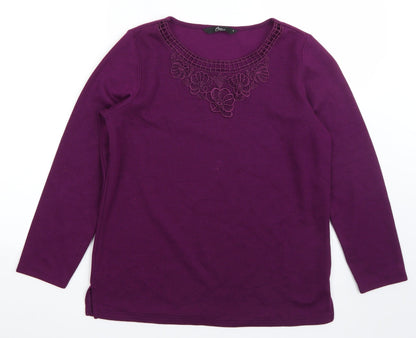 Bonmarché Womens Purple Round Neck Polyester Pullover Jumper Size S