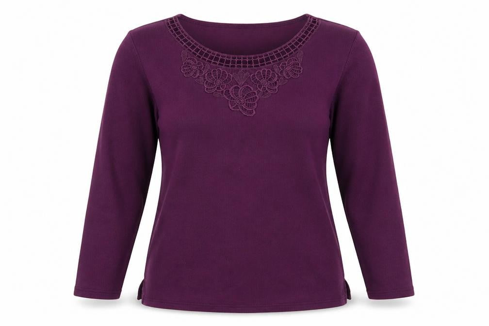 Bonmarché Womens Purple Round Neck Polyester Pullover Jumper Size S
