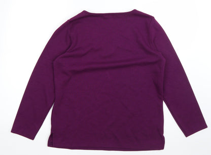 Bonmarché Womens Purple Round Neck Polyester Pullover Jumper Size S