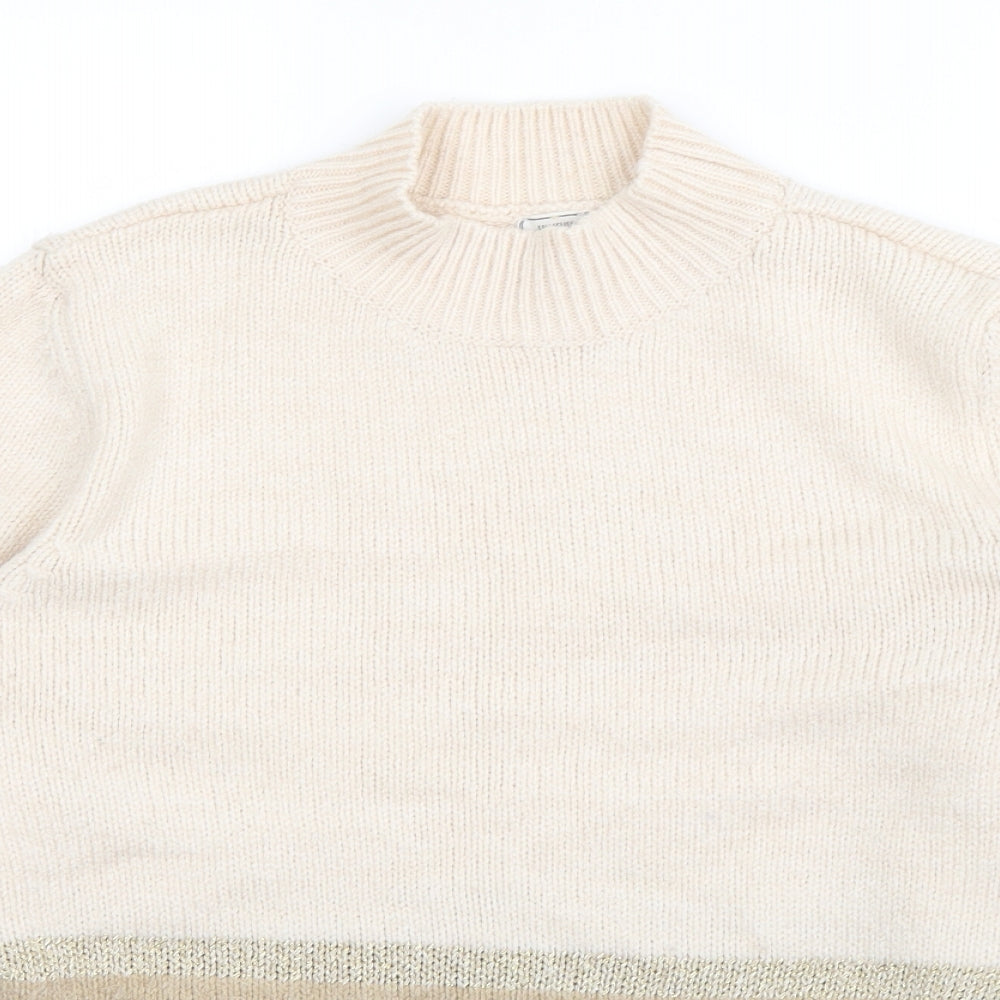Pimkie Womens Pink High Neck  Acrylic Pullover Jumper Size S