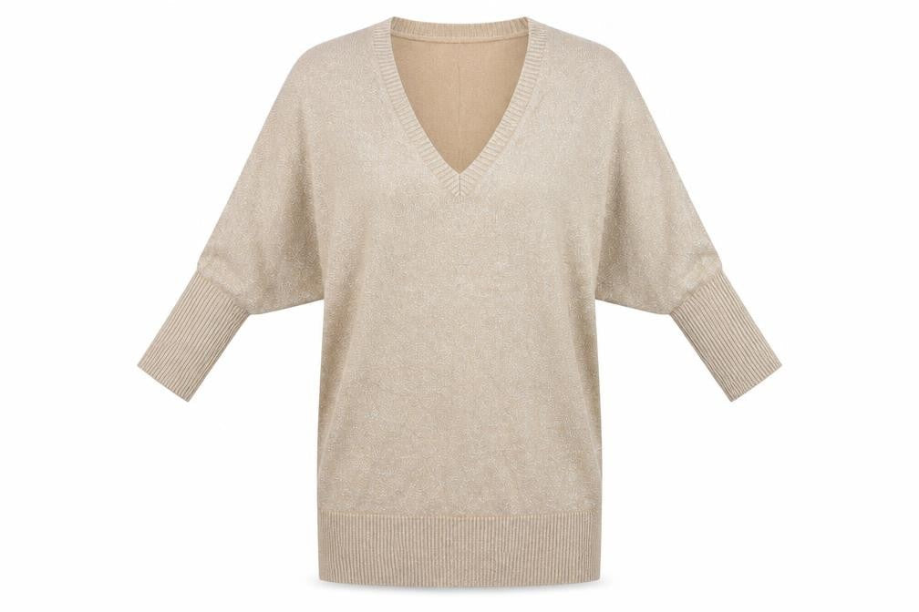 MNH Womens Beige V-Neck  Viscose Pullover Jumper Size S
