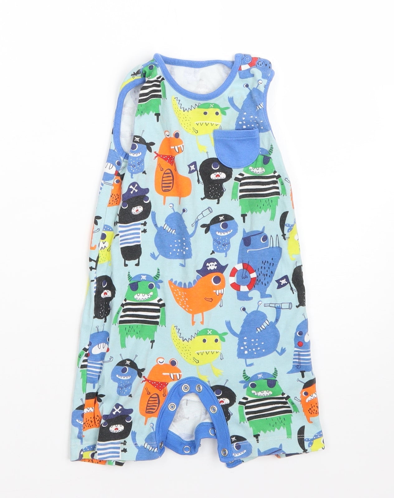 Mini Clube Boys Blue  Cotton Babygrow One-Piece Size 12-18 Months