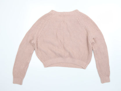 Divided Womens Pink Roll Neck  Cotton Pullover Jumper Size M