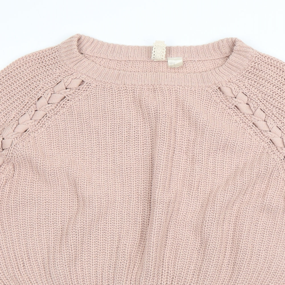Divided Womens Pink Roll Neck  Cotton Pullover Jumper Size M