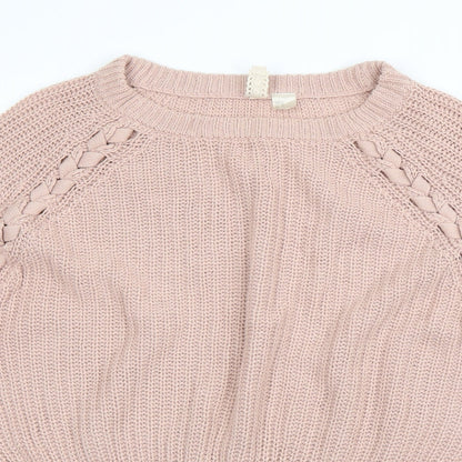 Divided Womens Pink Roll Neck  Cotton Pullover Jumper Size M