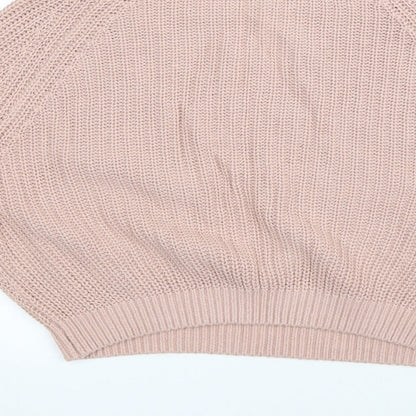 Divided Womens Pink Roll Neck  Cotton Pullover Jumper Size M