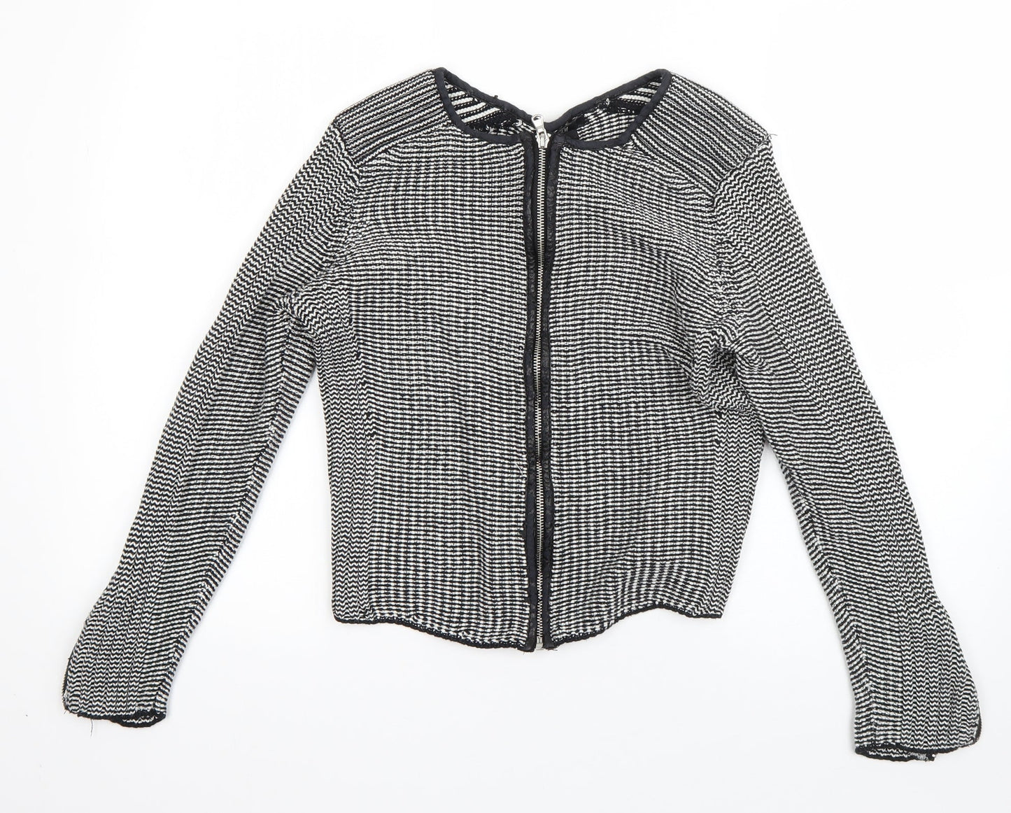 H&M Womens Black Round Neck  Cotton Full Zip Jumper Size M