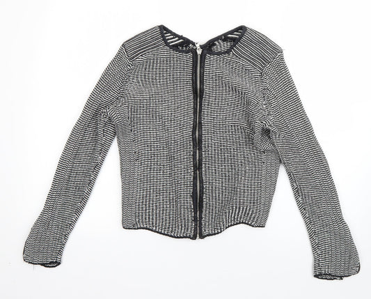 H&M Womens Black Round Neck  Cotton Full Zip Jumper Size M