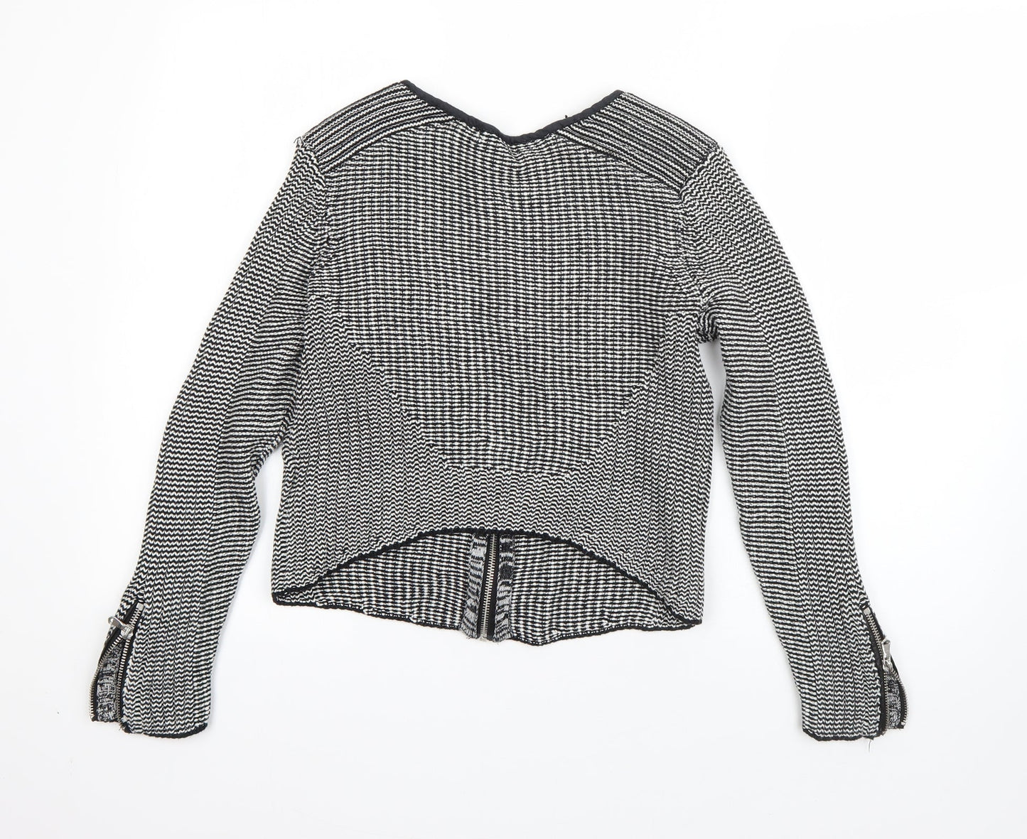 H&M Womens Black Round Neck  Cotton Full Zip Jumper Size M
