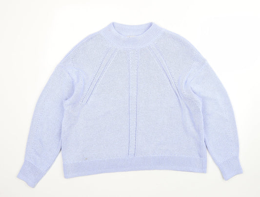 M&S Womens Blue High Neck  Acrylic Pullover Jumper Size M
