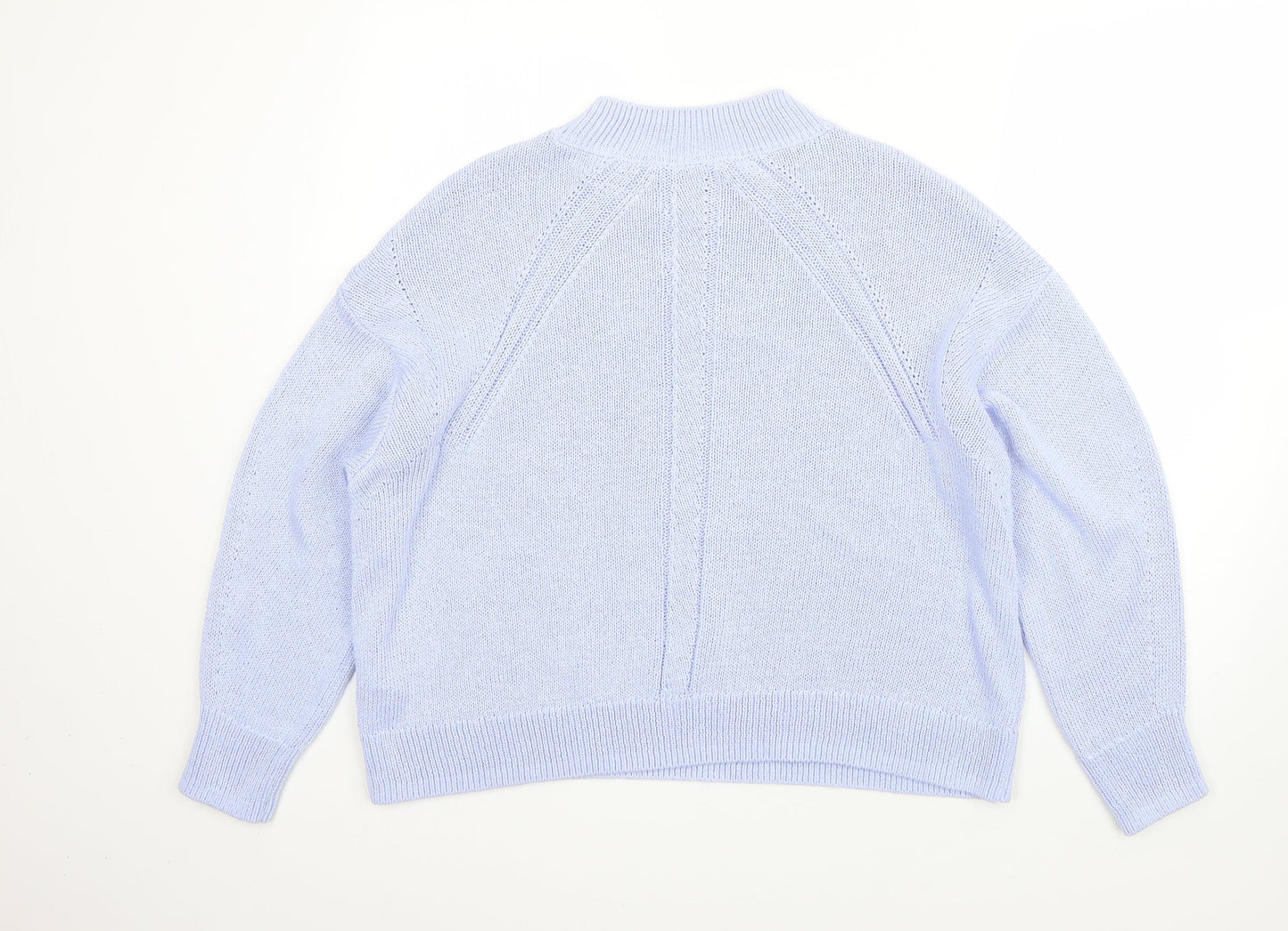 M&S Womens Blue High Neck  Acrylic Pullover Jumper Size M