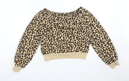 H&M Womens Multicoloured Animal Print Cotton Pullover Sweatshirt Size XS