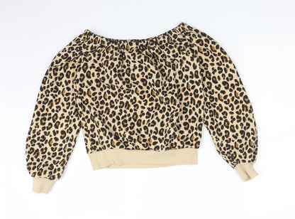 H&M Womens Multicoloured Animal Print Cotton Pullover Sweatshirt Size XS