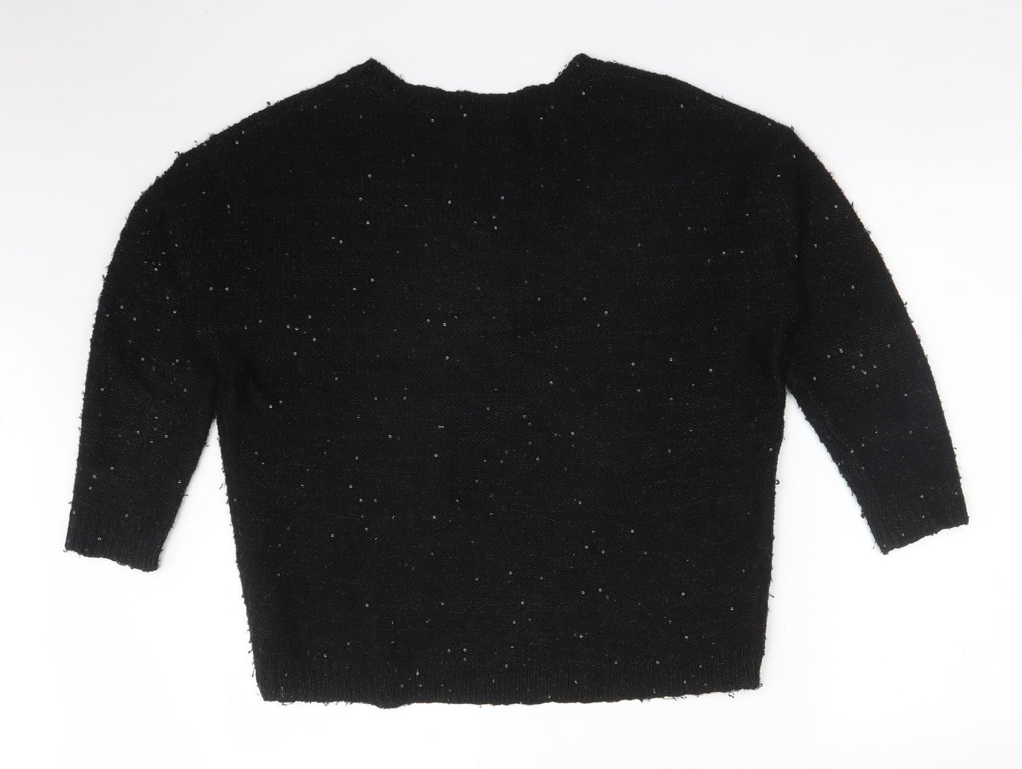 M&S Womens Black  Acrylic Pullover Sweatshirt Size 12