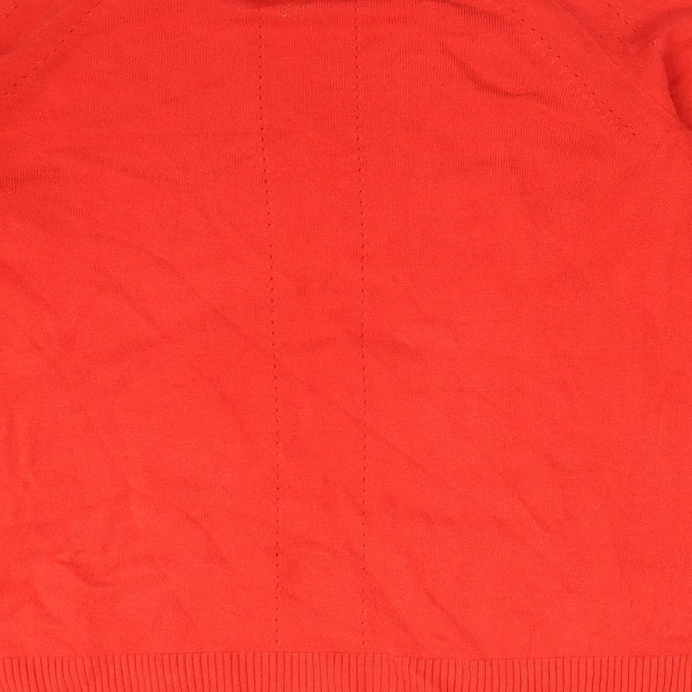 TU Womens Orange  Acrylic Basic T-Shirt Size 12 Round Neck