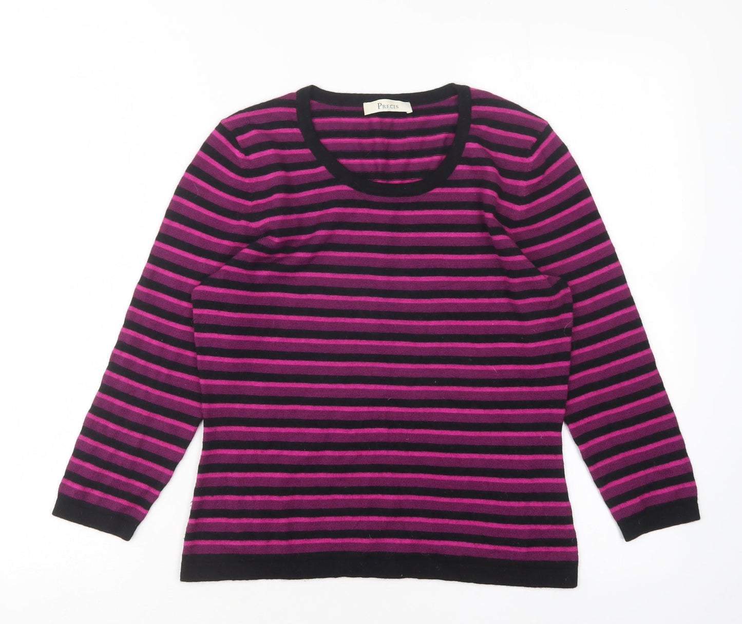 Precis Womens Multicoloured Round Neck Striped Acrylic Pullover Jumper Size S