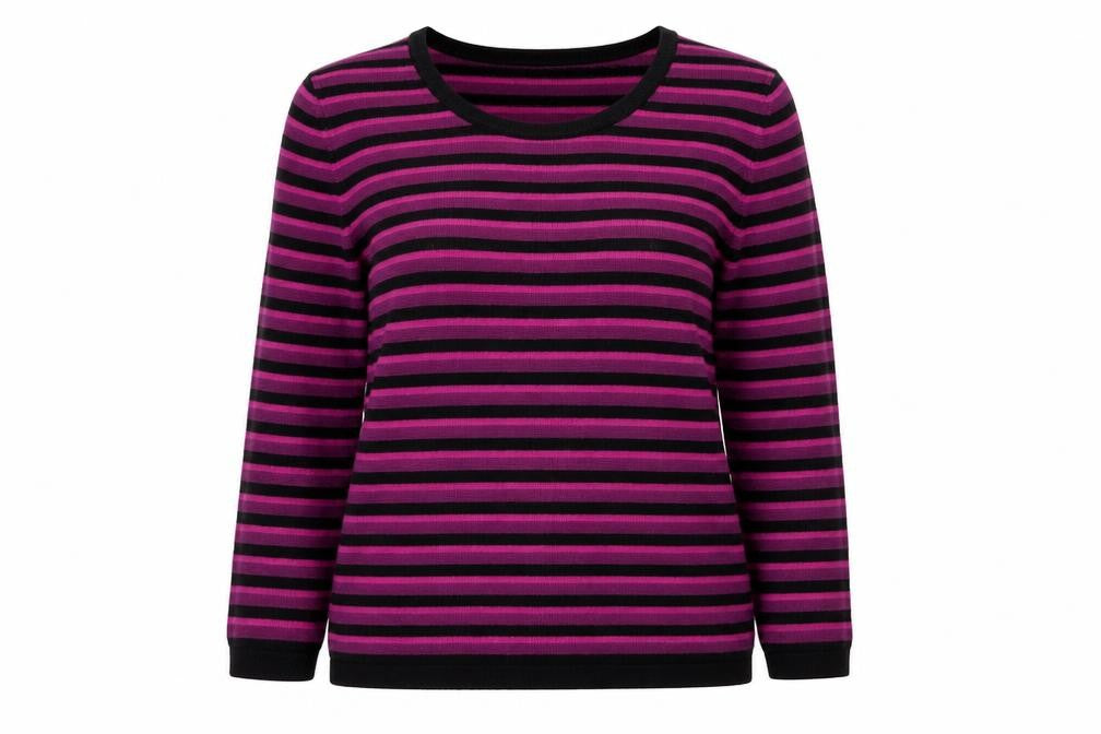 Precis Womens Multicoloured Round Neck Striped Acrylic Pullover Jumper Size S