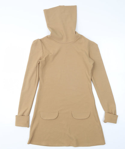 Lozana Womens Beige  Polyester A-Line  Size 8  Roll Neck