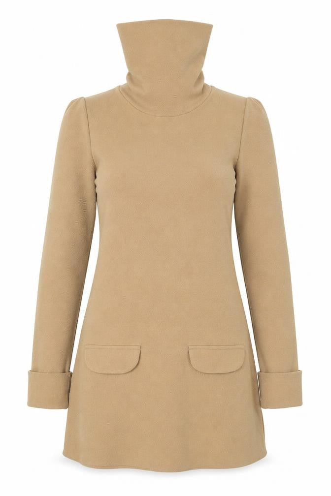 Lozana Womens Beige  Polyester A-Line  Size 8  Roll Neck