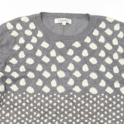 Cristina Womens Multicoloured Round Neck Animal Print Viscose Pullover Jumper Size L