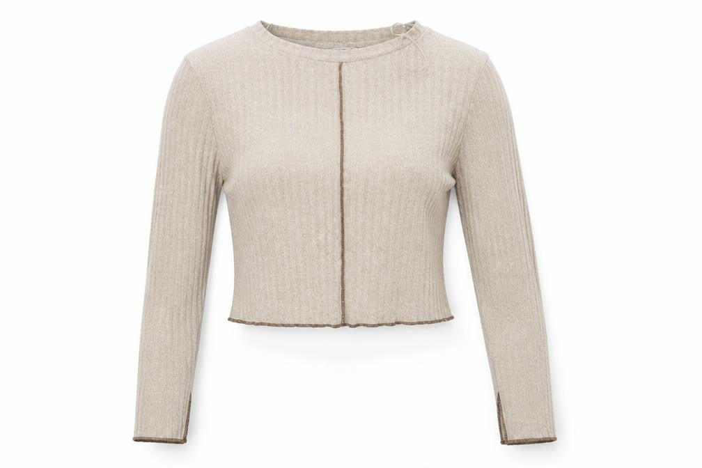 Primark Womens Beige Round Neck  Polyester Pullover Jumper Size M
