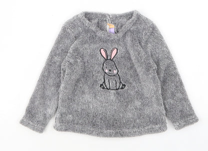 Lilly&Dan Girls Grey  Polyester Pullover Jumper Size 6-9 Months