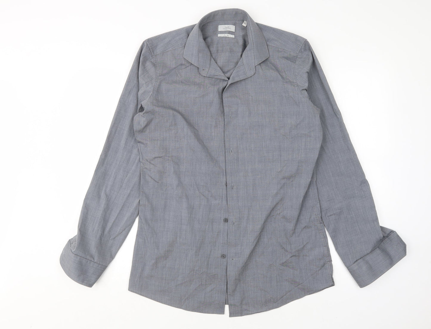NEXT Mens Grey  Polyester  Dress Shirt Size 15.5 Collared