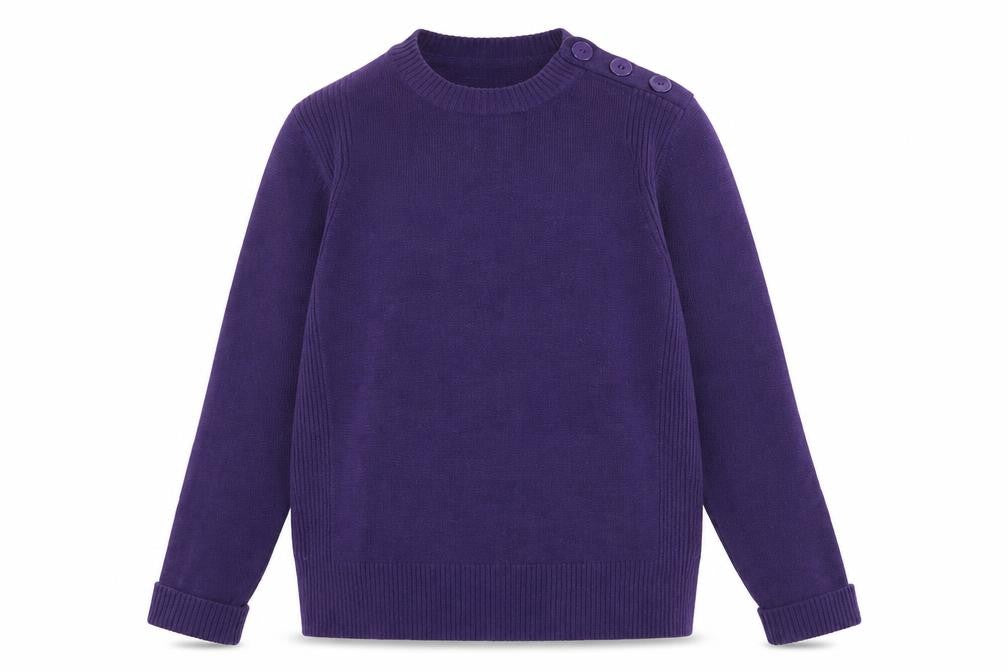 Debbie Morgan Womens Purple Round Neck  Acrylic Pullover Jumper Size L