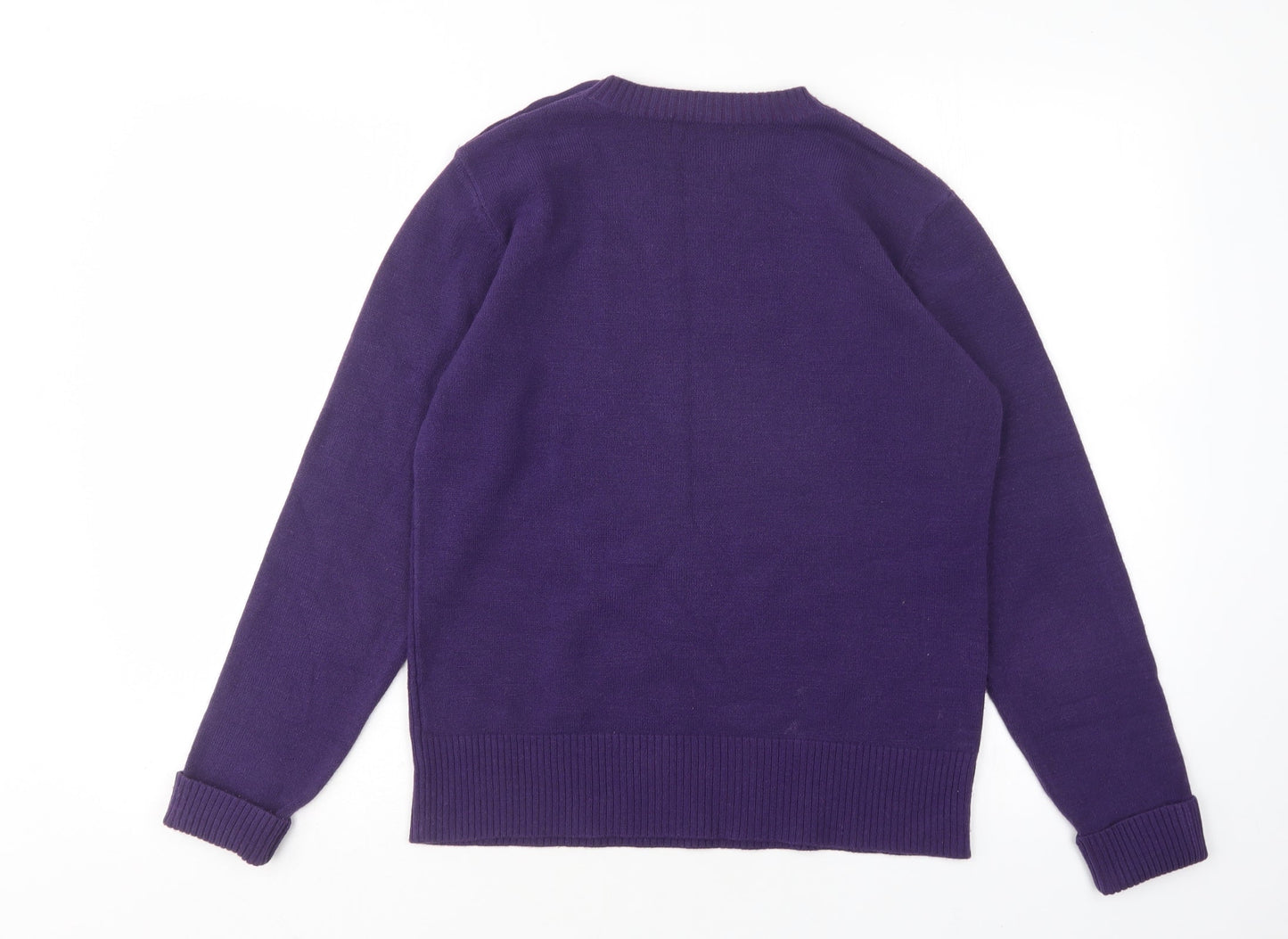 Debbie Morgan Womens Purple Round Neck  Acrylic Pullover Jumper Size L