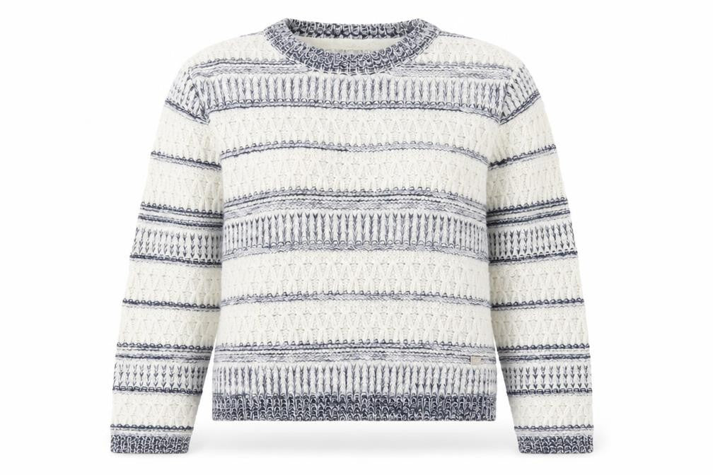 ES Womens Multicoloured Round Neck Striped Polyester Pullover Jumper Size 10