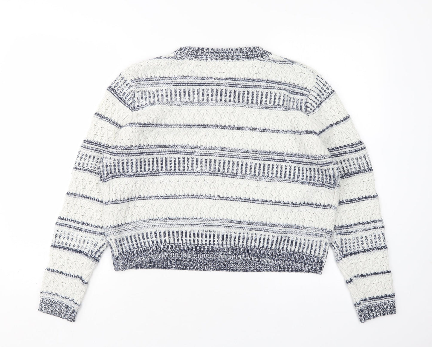ES Womens Multicoloured Round Neck Striped Polyester Pullover Jumper Size 10