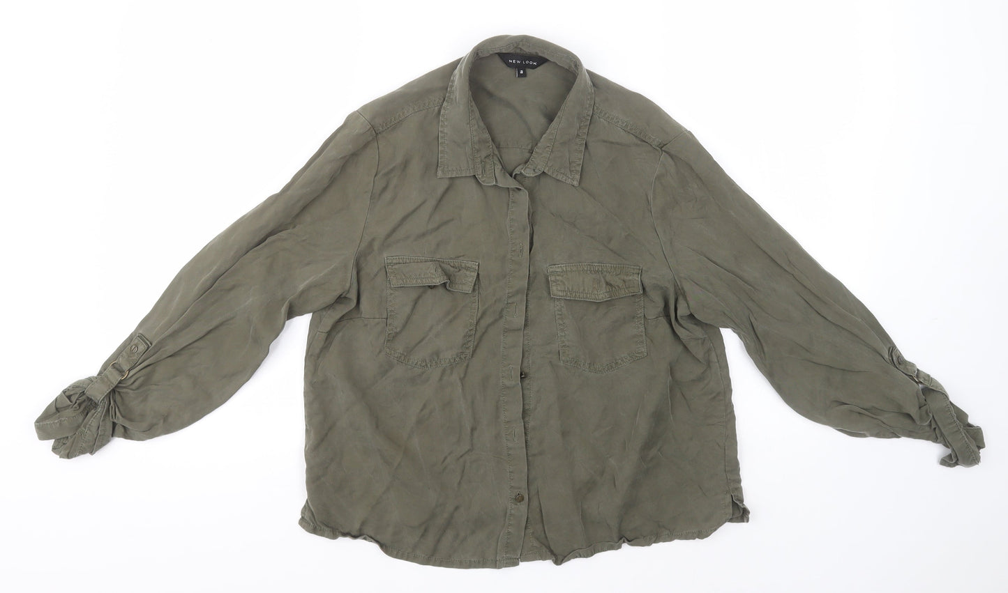 New Look Womens Brown   Basic Button-Up Size 10 Collared