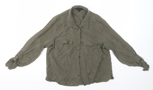 New Look Womens Brown   Basic Button-Up Size 10 Collared
