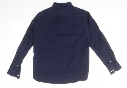 H&M Mens Blue  Cotton  Button-Up Size S Collared